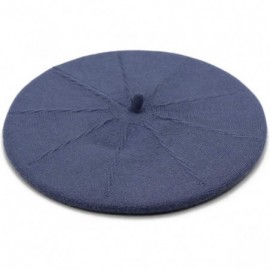 Berets French Beret Hat-Reversible Solid Color Cashmere Beret Cap for Womens Girls Lady Adults - Denim Blue1 - CZ192A7YHXN $1...