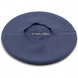 Berets French Beret Hat-Reversible Solid Color Cashmere Beret Cap for Womens Girls Lady Adults - Denim Blue1 - CZ192A7YHXN $1...