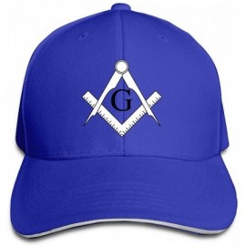 Baseball Caps Sandwich Baseball Cap Unisex Trucker Style Hats Freemason Pattern & Compass - Royalblue - C818CIKNEM9 $13.27