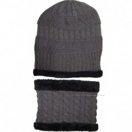 Skullies & Beanies Mens Slouchy Beanie Knit Winter hat Neck Warmer Scarf Set - Charcoal - CV185QEWOUA $13.20