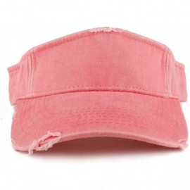 Visors Frayed Pigment Dyed Garment Washed Distressed Adjustable Visor Cap - Coral - CO186OTOLR0 $12.59