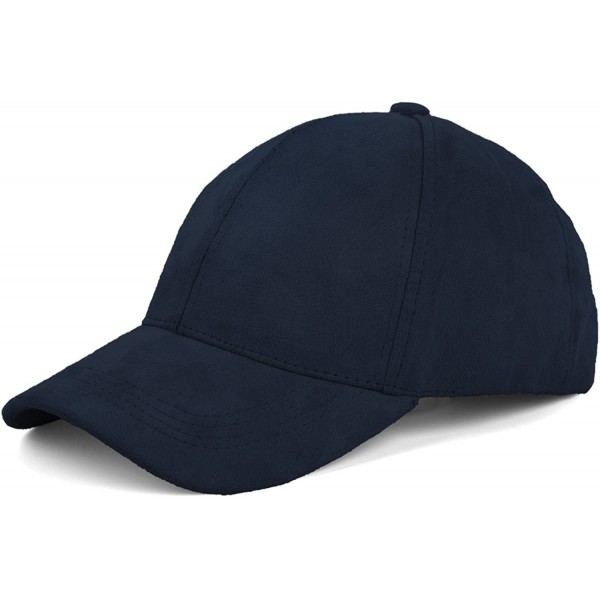 Baseball Caps Unisex Faux Suede Baseball Cap Adjustable Plain Dad Hat for Women Men - Navy Blue - CZ12EL6250N $11.61