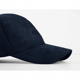 Baseball Caps Unisex Faux Suede Baseball Cap Adjustable Plain Dad Hat for Women Men - Navy Blue - CZ12EL6250N $11.61