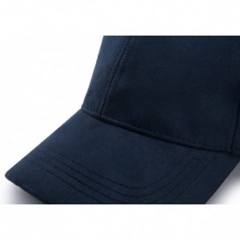 Baseball Caps Unisex Faux Suede Baseball Cap Adjustable Plain Dad Hat for Women Men - Navy Blue - CZ12EL6250N $11.61