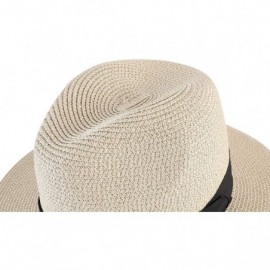 Sun Hats Womens UPF50 Foldable Summer Straw Hat Wide Brim Fedora Sun Beach hat - White - C3189UAEMC6 $20.72