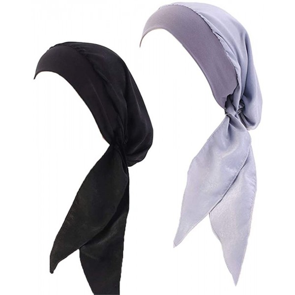 Headbands Scarves Pre Tied Headwear Bandana Headband - Black+grey - CQ18RK3RSUA $16.70