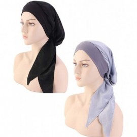 Headbands Scarves Pre Tied Headwear Bandana Headband - Black+grey - CQ18RK3RSUA $16.70