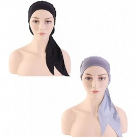 Headbands Scarves Pre Tied Headwear Bandana Headband - Black+grey - CQ18RK3RSUA $16.70