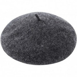 Berets Wool Beret Hat-Solid Color French Style Winter Warm Cap for Women and Girls- Lady Casual Use - Grey - C81952K6AOU $13.45