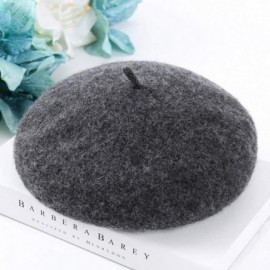 Berets Wool Beret Hat-Solid Color French Style Winter Warm Cap for Women and Girls- Lady Casual Use - Grey - C81952K6AOU $13.45