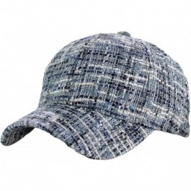 Baseball Caps Gold Metallic Thread Two Tone Knit Adjustable Precurved Baseball Cap Hat - Navy - CN17YC3Z5YQ $16.91