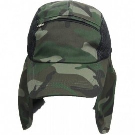 Sun Hats Baseball Cap Ear Flap Pocket Sun Neck Cover Bonnie Visor Camo Hiking Fishing - Woodland Camo - CC18U4GR37C $12.28