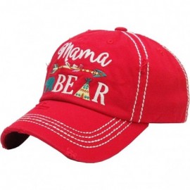 Baseball Caps The Original Southern Western Womens Hats Collection Vintage Distressed Dad HAt - Mama Bear (1118) - Red - CC18...