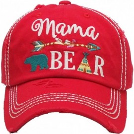 Baseball Caps The Original Southern Western Womens Hats Collection Vintage Distressed Dad HAt - Mama Bear (1118) - Red - CC18...
