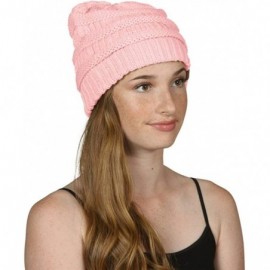 Skullies & Beanies Knit Soft Stretch Beanie Cap - Pale Pink - CK12O8DSZWG $21.40