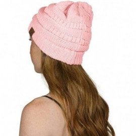 Skullies & Beanies Knit Soft Stretch Beanie Cap - Pale Pink - CK12O8DSZWG $9.80