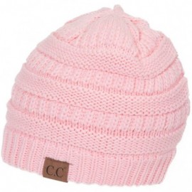 Skullies & Beanies Knit Soft Stretch Beanie Cap - Pale Pink - CK12O8DSZWG $9.80