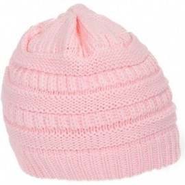 Skullies & Beanies Knit Soft Stretch Beanie Cap - Pale Pink - CK12O8DSZWG $9.80