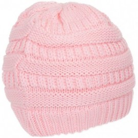 Skullies & Beanies Knit Soft Stretch Beanie Cap - Pale Pink - CK12O8DSZWG $9.80