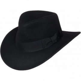 Fedoras Indiana Outback Crushable Wool Fedora Hat- Silver Canyon - Black - CQ18E4GUQ43 $59.36