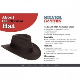 Fedoras Indiana Outback Crushable Wool Fedora Hat- Silver Canyon - Black - CQ18E4GUQ43 $59.36