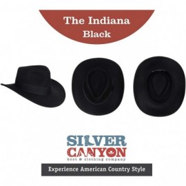 Fedoras Indiana Outback Crushable Wool Fedora Hat- Silver Canyon - Black - CQ18E4GUQ43 $59.36