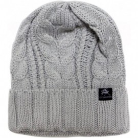 Skullies & Beanies Solid Knit Beanie Hat - Light Grey - C011OVEY94L $14.82