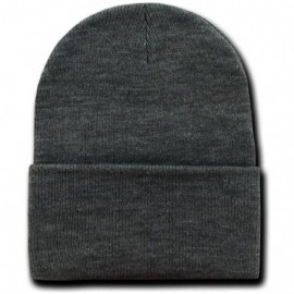 Skullies & Beanies Wholesale 6 PCS Unisex Knit Long Cuff Ski Solid Plain Beanie Cap - Dark Gray - CQ12N1W62B0 $12.29