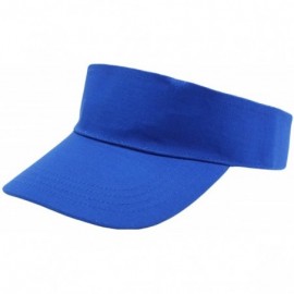 Visors Womens Mens Solid Colour Cotton Fashion Sports Hat Ajustable Sun Visors - Royal Blue - CL185N7Z3R8 $10.26