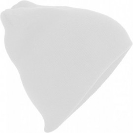 Skullies & Beanies Plain Basic Knitted Winter Beanie Hat - White - CY11E5O02XT $10.29