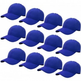 Baseball Caps Wholesale 12-Pack Baseball Cap Adjustable Size Plain Blank Solid Color - Royal - CI18E5RCXQC $45.20