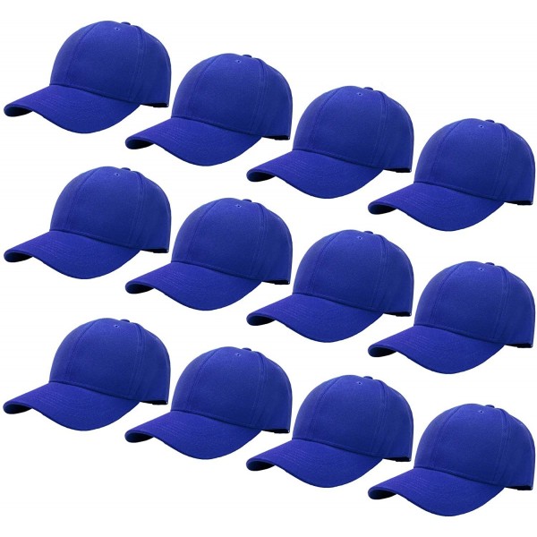 Baseball Caps Wholesale 12-Pack Baseball Cap Adjustable Size Plain Blank Solid Color - Royal - CI18E5RCXQC $24.71