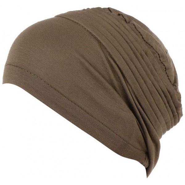 Skullies & Beanies Pleated Beanie Turban Outdoor - Coffee - CD18RQZ96C6 $7.12