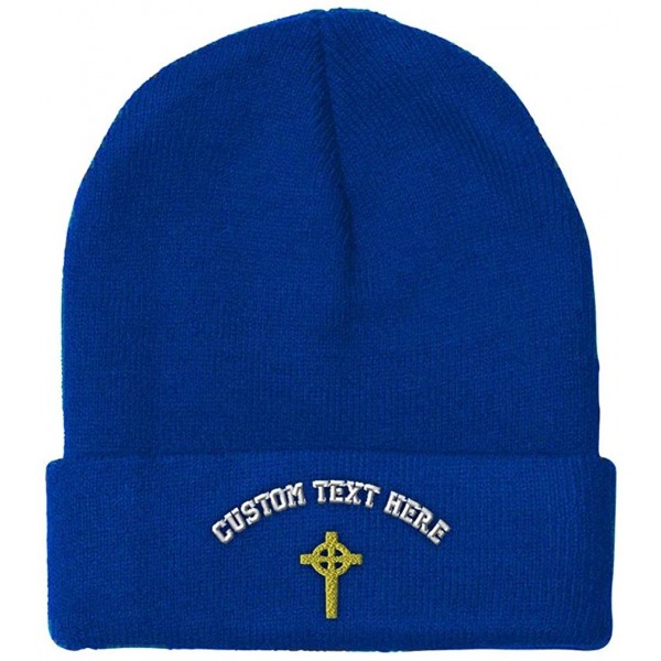 Skullies & Beanies Custom Beanie for Men & Women Celtic Cross A Embroidery Acrylic Skull Cap Hat - Royal Blue - C418ZS3QT9Q $...