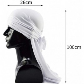 Skullies & Beanies Silky Soft Men Durag Cap Headwraps with Extra Long Tail and Wide Straps Headwrap Du-Rag for 360 Waves - CL...