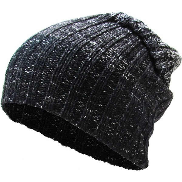 Skullies & Beanies 13 BLK Heather Stripe Slouchy Beanie Skull Cap Hat - C411OC06Y4R $15.53