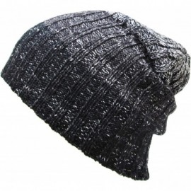 Skullies & Beanies 13 BLK Heather Stripe Slouchy Beanie Skull Cap Hat - C411OC06Y4R $15.53