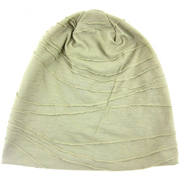 Skullies & Beanies Unisex Casual Pile Cap Wrinkled Slouch Beanie Hat - Khaki - C611AP0CJJB $9.70