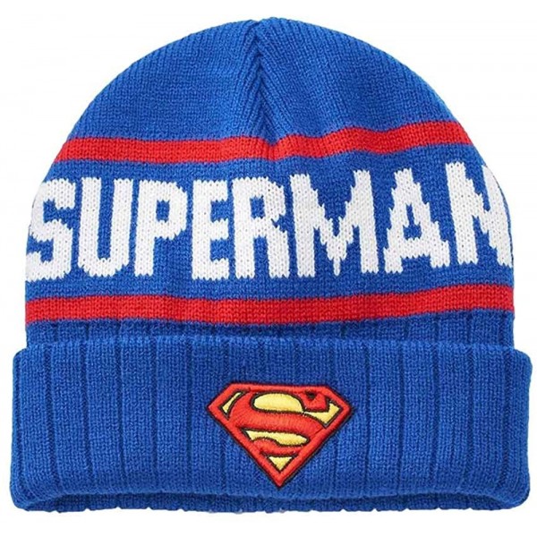 Skullies & Beanies Men's Superman Knit Cap One Size Fits Most Blue Multi One size fits most - CX12BBUNV3R $18.35