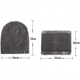 Skullies & Beanies 2PCS Set Unisex Knitted Thick Cap Hedging Head Hat Beanie Warm Caps+Neck Warmers Suit - Black - CW18L3ES0D...