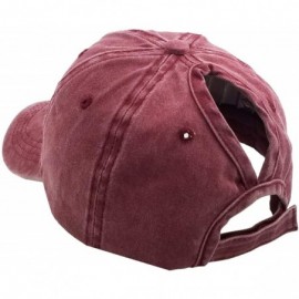 Baseball Caps Washed Ponytail Hats Baseball Vintage Distressed Twill Ponycap Messy Bun Cap - Burgundy - CT18O8ZUDG8 $9.17