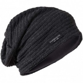 Skullies & Beanies Slouchy Knitted Baggy Beanie Hat Crochet Stripe Summer Dread Caps Oversized for Men-B318 - B307-grey - CO1...