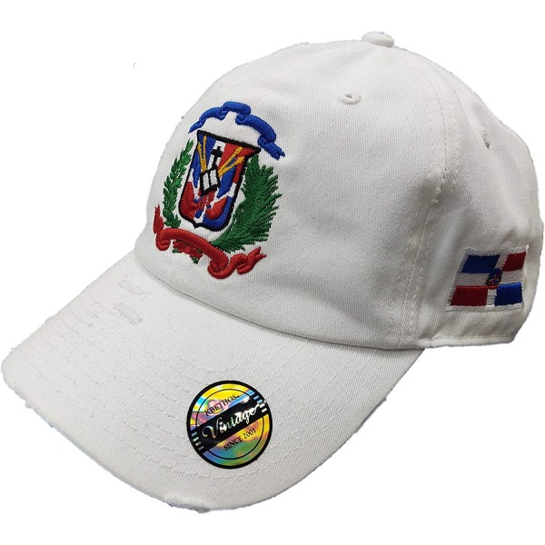 Baseball Caps Adjustable Vintage Cap Dominican Republic RD and Shield - White/Shield Full Color - CW18H5LSQRD $29.10