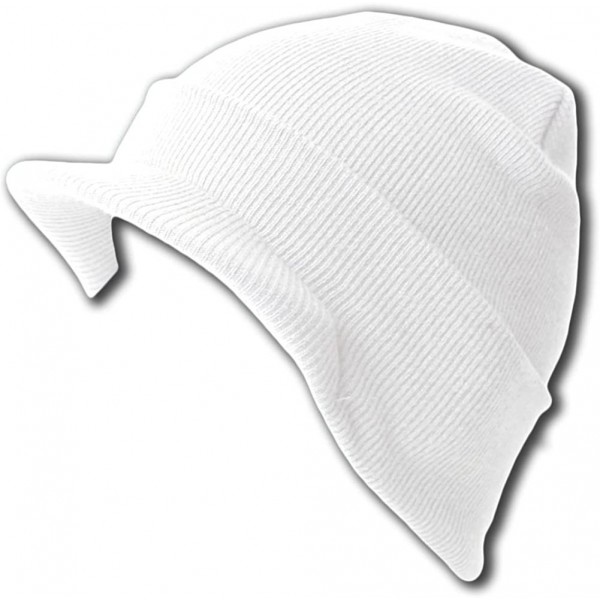 Skullies & Beanies Cuff Beanie Visor Skull Cap Hat Beanie - White - CG11C03WX39 $7.39