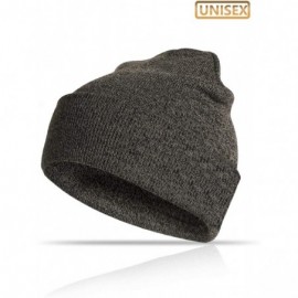 Skullies & Beanies Beanie Hat Winter Warm Knit Hats Cold Weather Skull Cap for Men Women - Knit Black Khaki - CX192DM37U2 $14.01