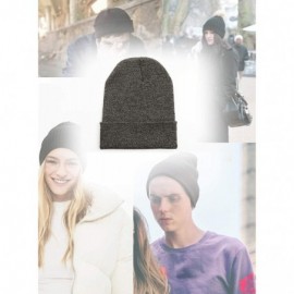 Skullies & Beanies Beanie Hat Winter Warm Knit Hats Cold Weather Skull Cap for Men Women - Knit Black Khaki - CX192DM37U2 $14.01