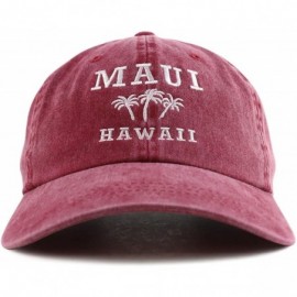 Baseball Caps Maui Hawaii with Palm Tree Embroidered Unstructured Baseball Cap - Wine - CQ18ZG404R8 $17.84