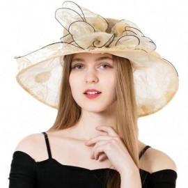 Sun Hats Women's Polka Dot Kentucky Derby Hats Church Hat Tea Party Wedding Organza Hats - Yellow - CS17Z73L3N9 $11.68