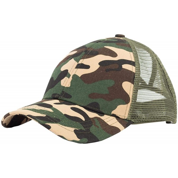 Baseball Caps Ponytail Baseball Cap High Bun Ponycap Adjustable Mesh Trucker Hats - 001 (Mesh) - Camo - CT18NWW8GZ6 $10.98