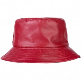 Bucket Hats Unisex Fashion Bucket Hat PU Leather Rain Hat Waterproof Fishmen Cap - Red - CS18KLORMDL $18.24
